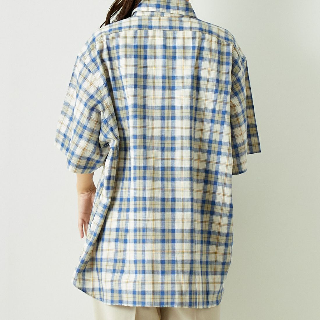 INDIVIDUALIZED SHIRTS [インディビジュアライズド シャツ] 別注 カバナシャツ [IS200016000-L-JF] L53BLP BLU &&モデル身長：167cm 着用サイズ：F&&