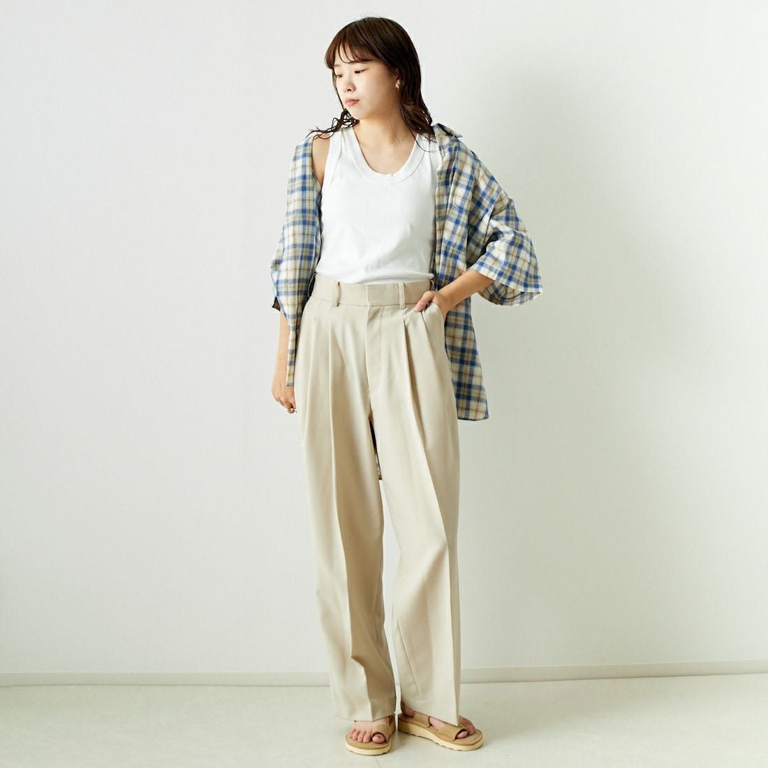 INDIVIDUALIZED SHIRTS [インディビジュアライズド シャツ] 別注 カバナシャツ [IS200016000-L-JF] L53BLP BLU &&モデル身長：167cm 着用サイズ：F&&