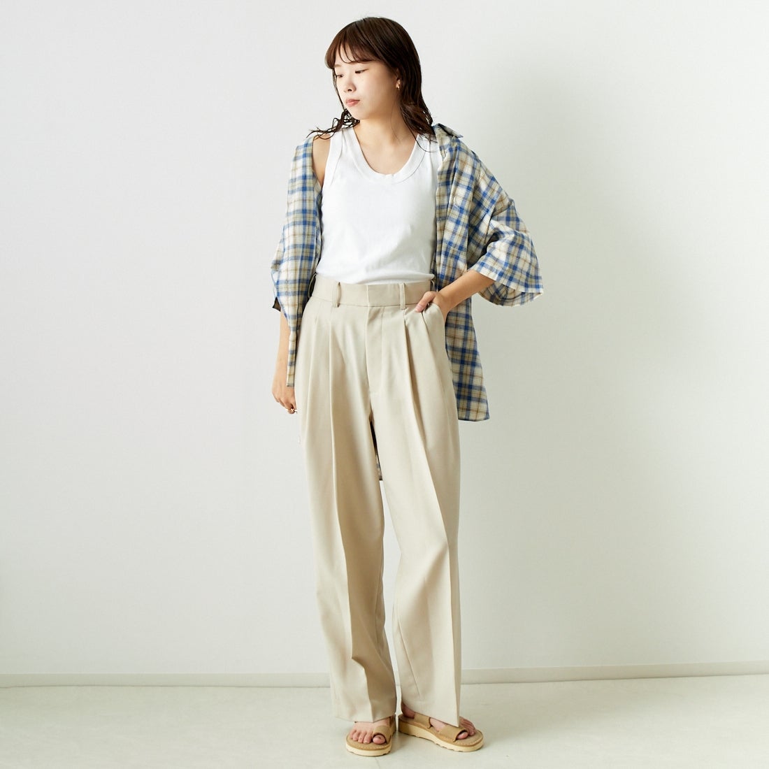 INDIVIDUALIZED SHIRTS [インディビジュアライズド シャツ] 別注 カバナシャツ [IS200016000-L-JF] L53BLP BLU &&モデル身長：167cm 着用サイズ：F&&