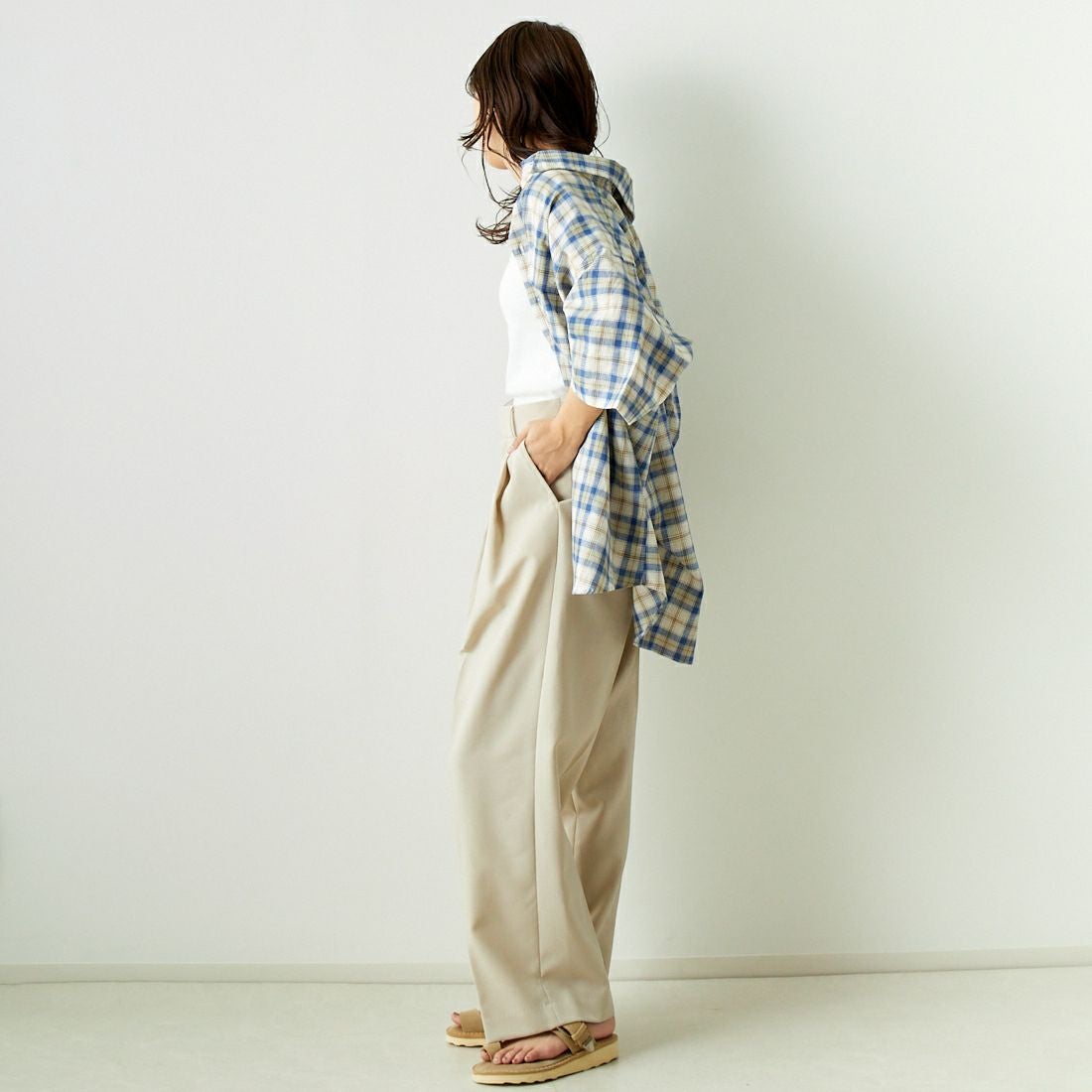 INDIVIDUALIZED SHIRTS [インディビジュアライズド シャツ] 別注 カバナシャツ [IS200016000-L-JF] L53BLP BLU &&モデル身長：167cm 着用サイズ：F&&