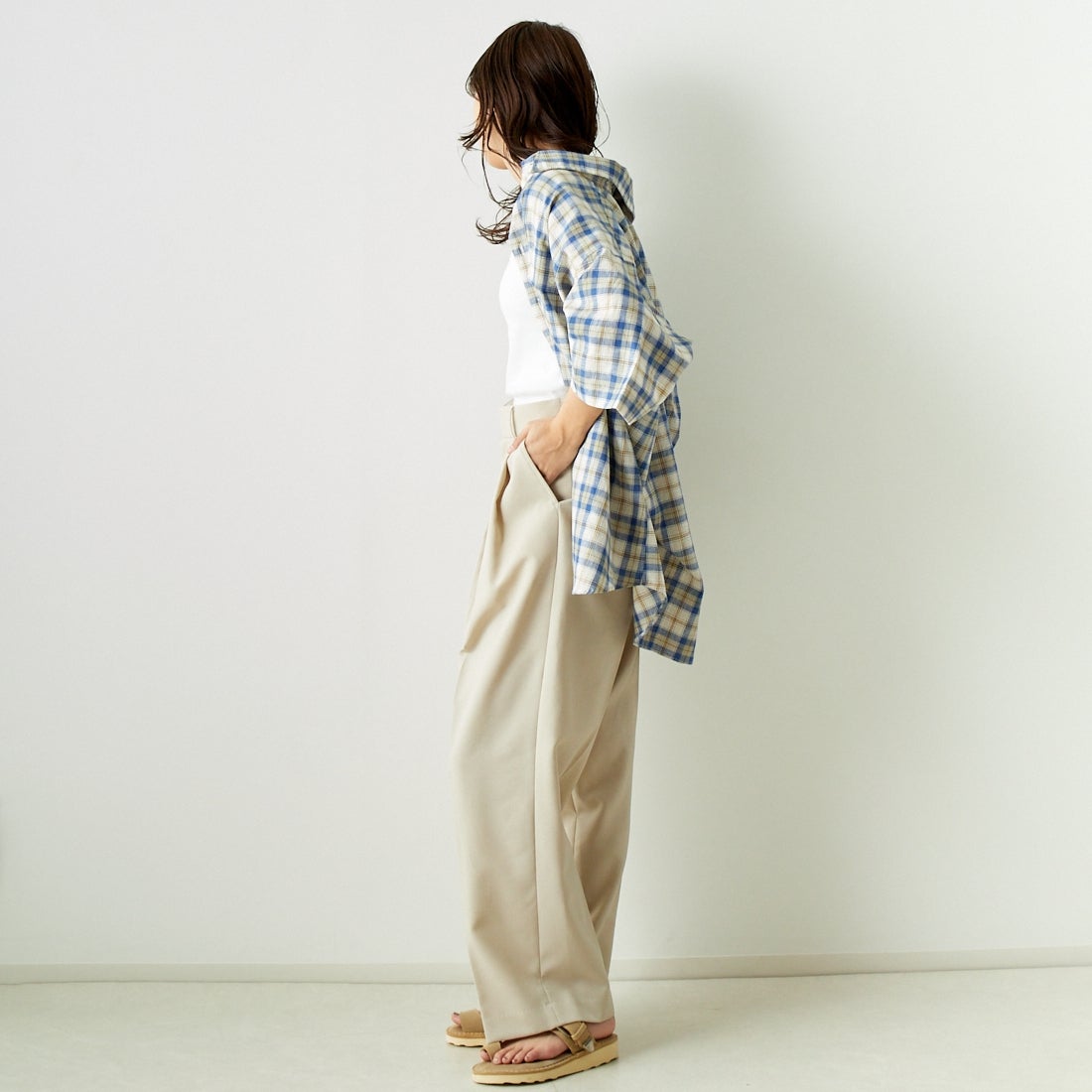 INDIVIDUALIZED SHIRTS [インディビジュアライズド シャツ] 別注 カバナシャツ [IS200016000-L-JF] L53BLP BLU &&モデル身長：167cm 着用サイズ：F&&