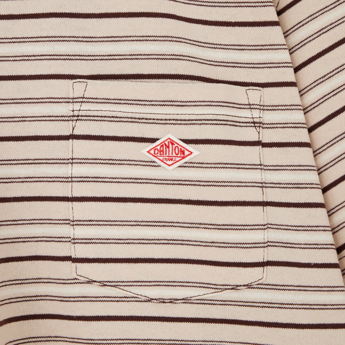 DANTON [ダントン] ストライプ ポケットTシャツ [DT-C0197TCB] BEG/BRN MT