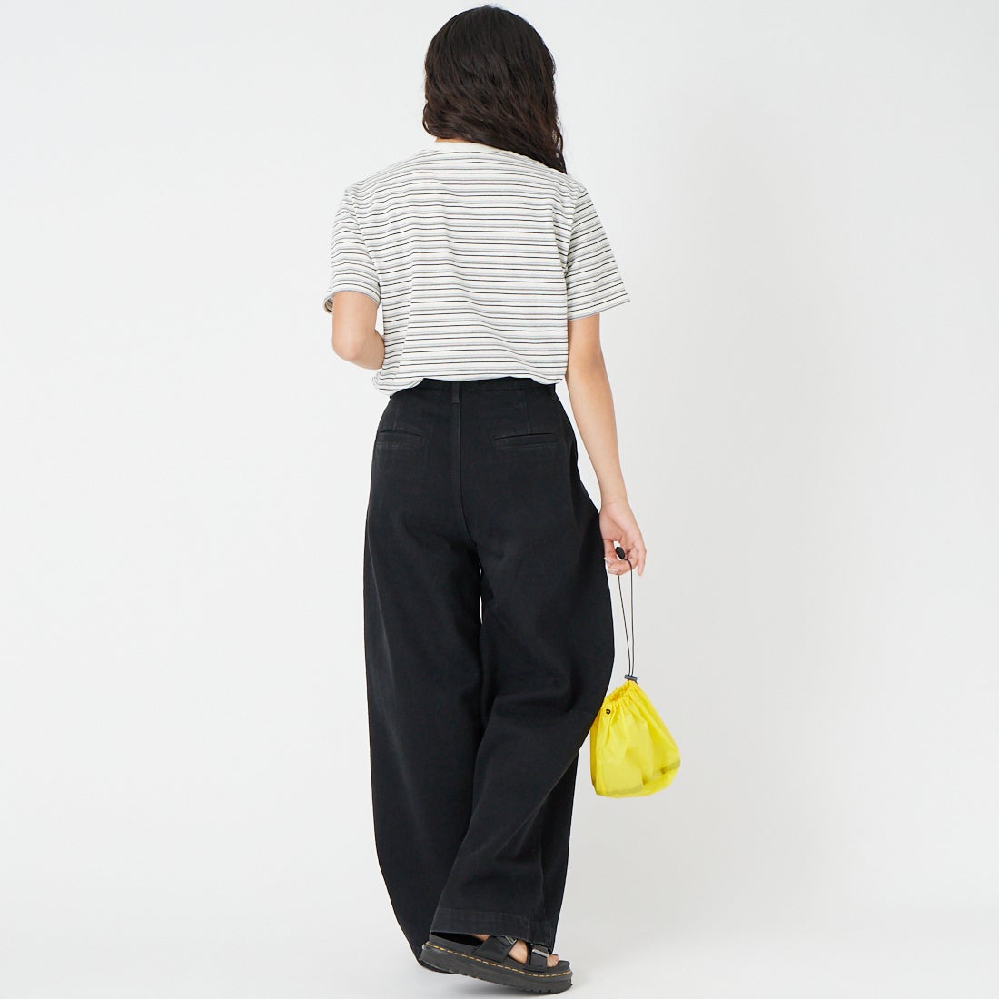 DANTON [ダントン] ストライプ ポケットTシャツ [DT-C0197TCB] ECR/BLK MT &&モデル身長：162cm 着用サイズ：XS&&