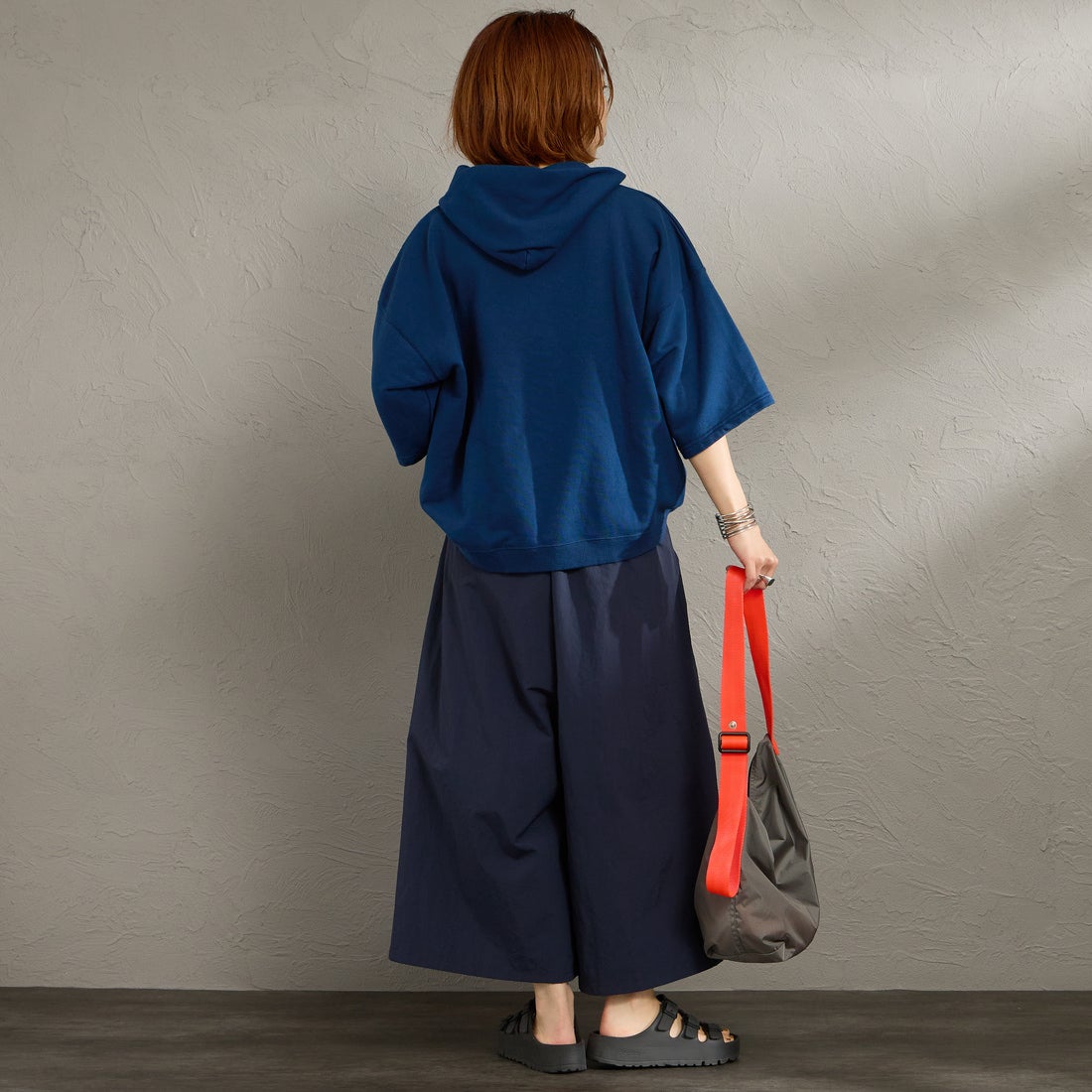 GRAMiCCi [グラミチ] ナイロンフレアパンツ [G2SW-SK034] BRITISH NV &&モデル身長：158cm 着用サイズ：S&&