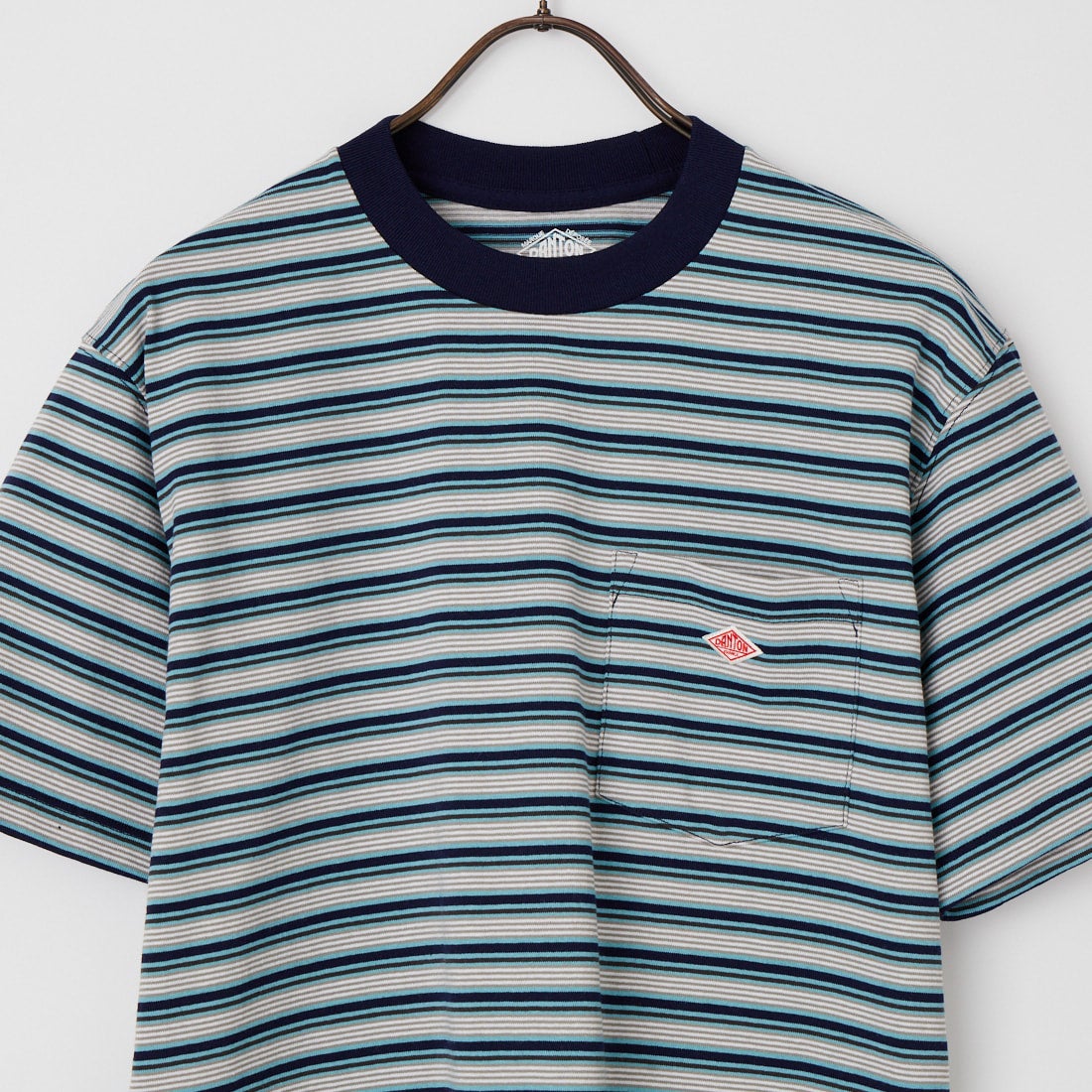 DANTON [ダントン] ストライプ ポケットTシャツ [DT-C0198TCB] BLU/GRY ML