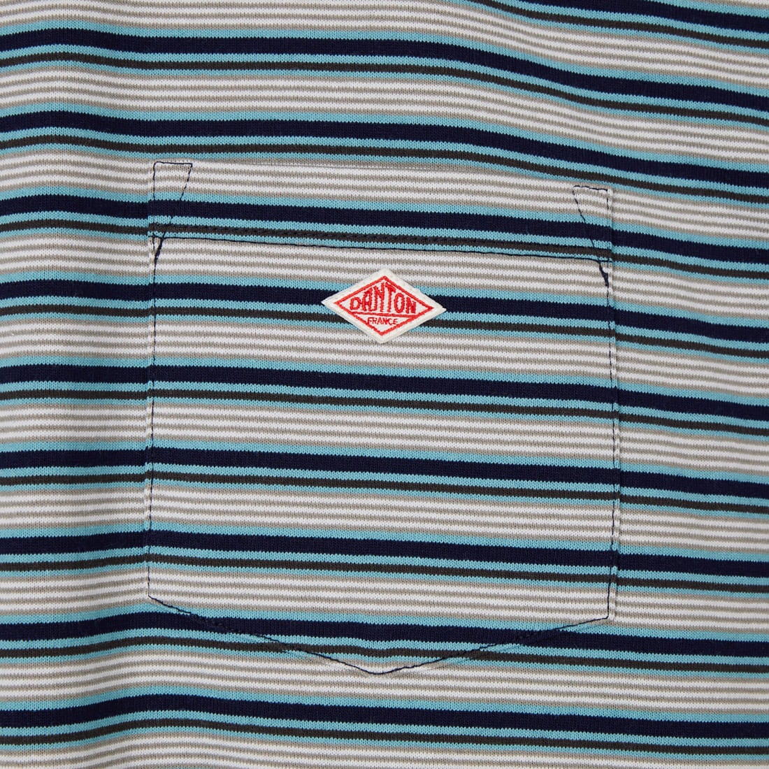 DANTON [ダントン] ストライプ ポケットTシャツ [DT-C0198TCB] BLU/GRY ML