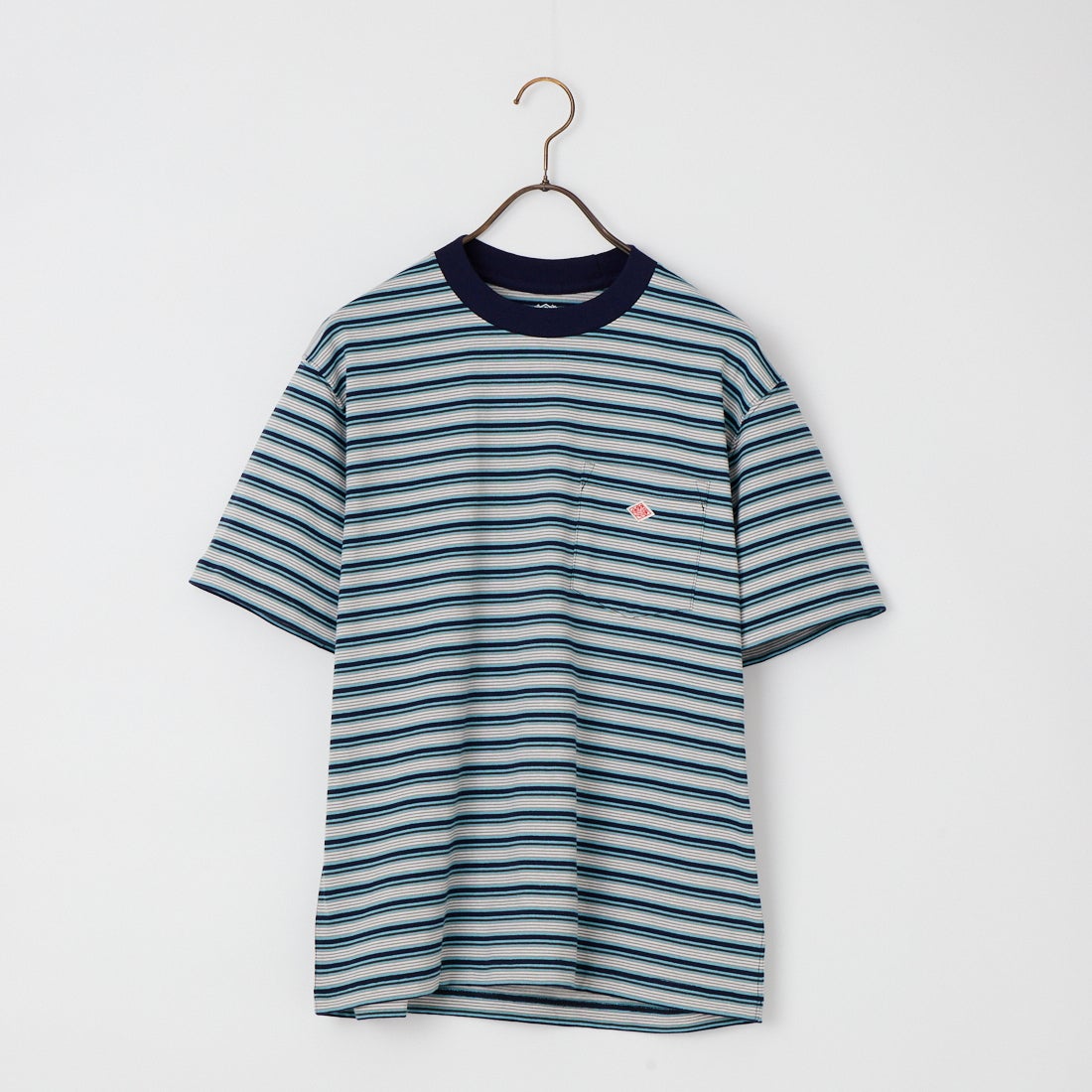 DANTON [ダントン] ストライプ ポケットTシャツ [DT-C0198TCB] BLU/GRY ML
