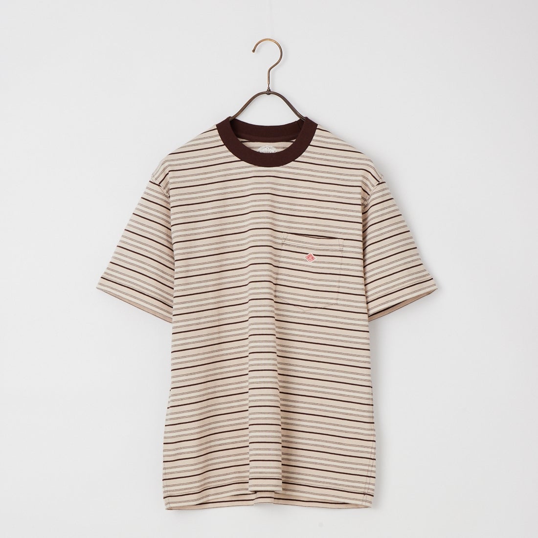 DANTON [ダントン] ストライプ ポケットTシャツ [DT-C0198TCB] BEG/BRN/ML