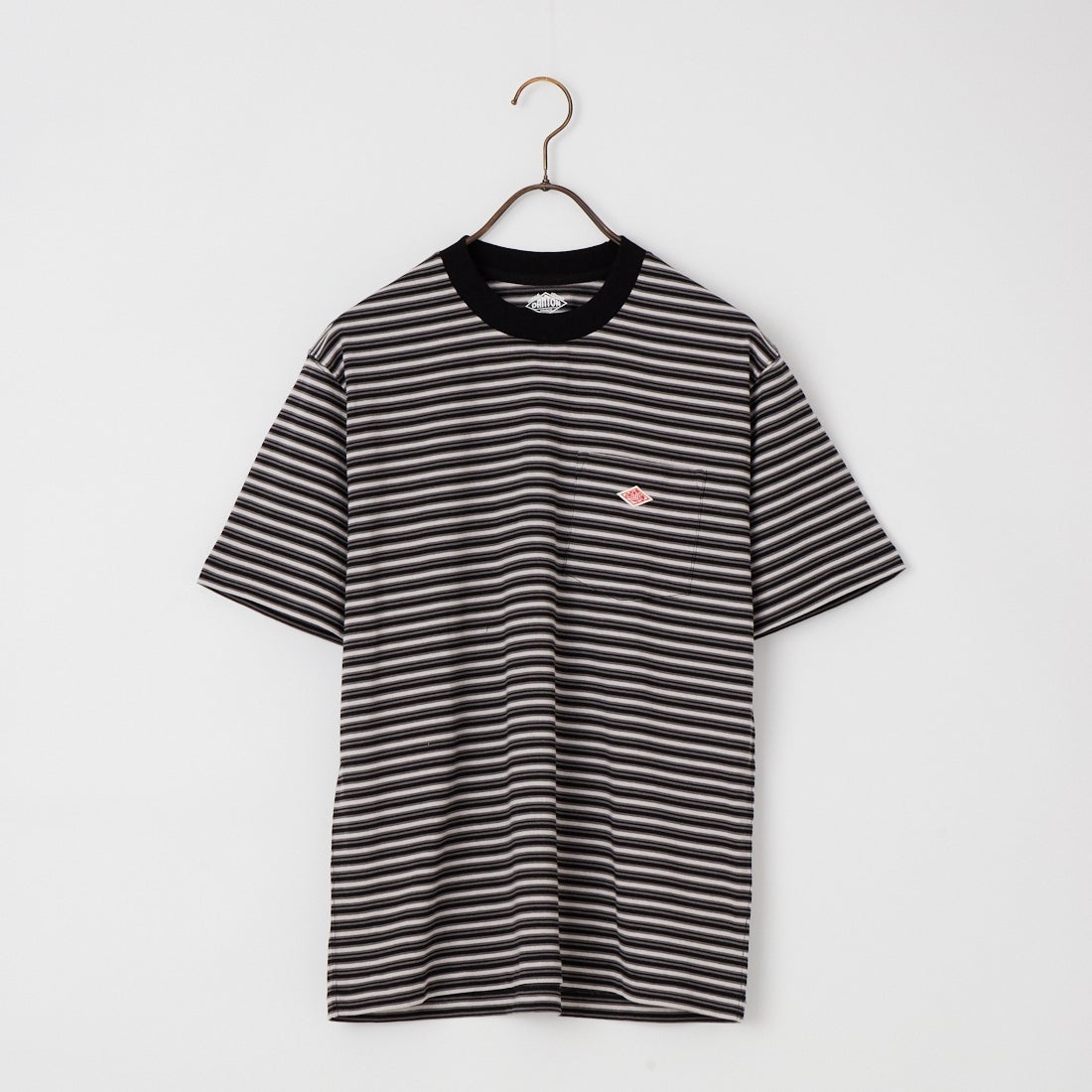 DANTON [ダントン] ストライプ ポケットTシャツ [DT-C0198TCB] CHR/BLK ML