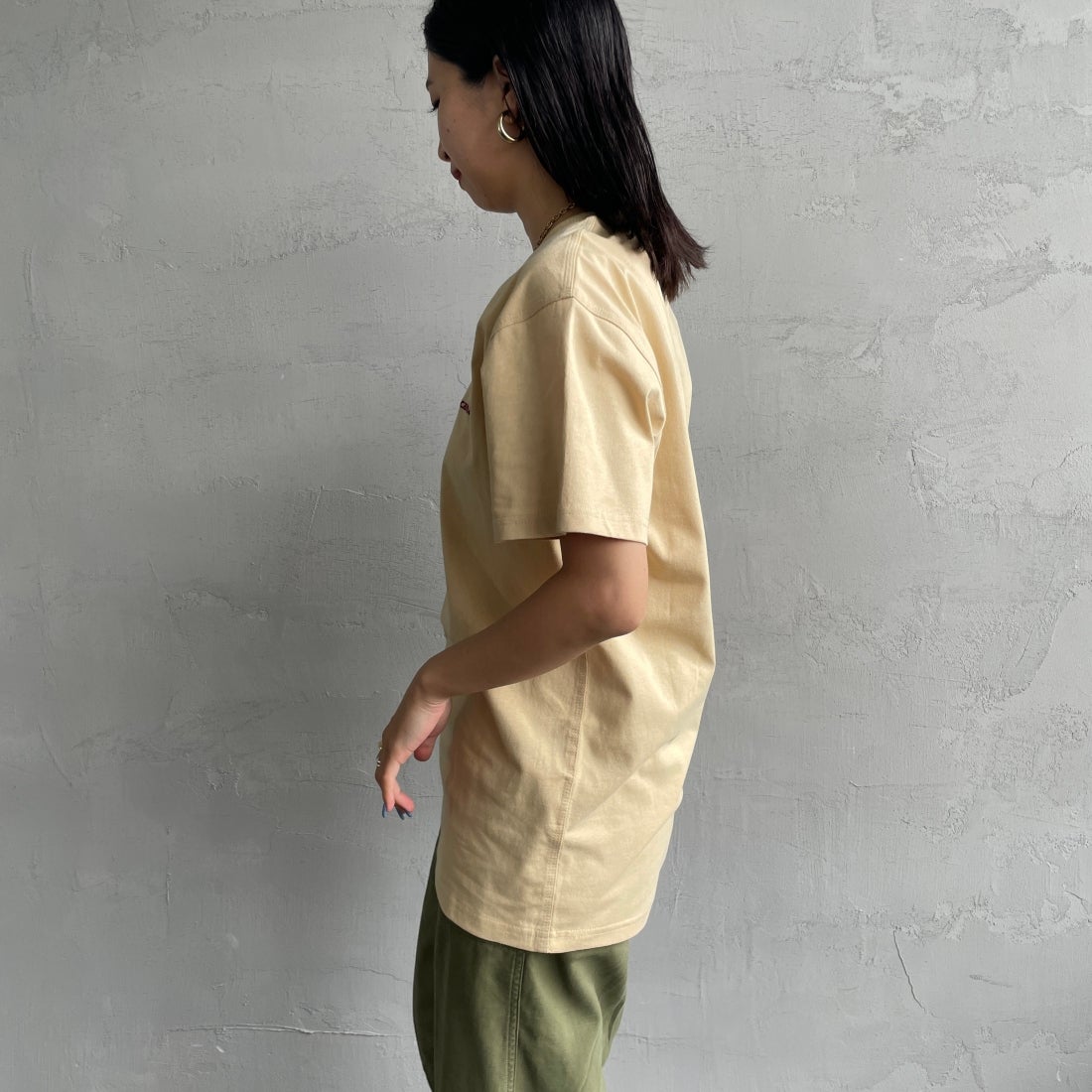 carhartt WIP [カーハートダブリューアイピー] ショートスリーブアメリカンスクリプトTシャツ [I029956] RATTAN &&モデル身長：163cm 着用サイズ：XS&&