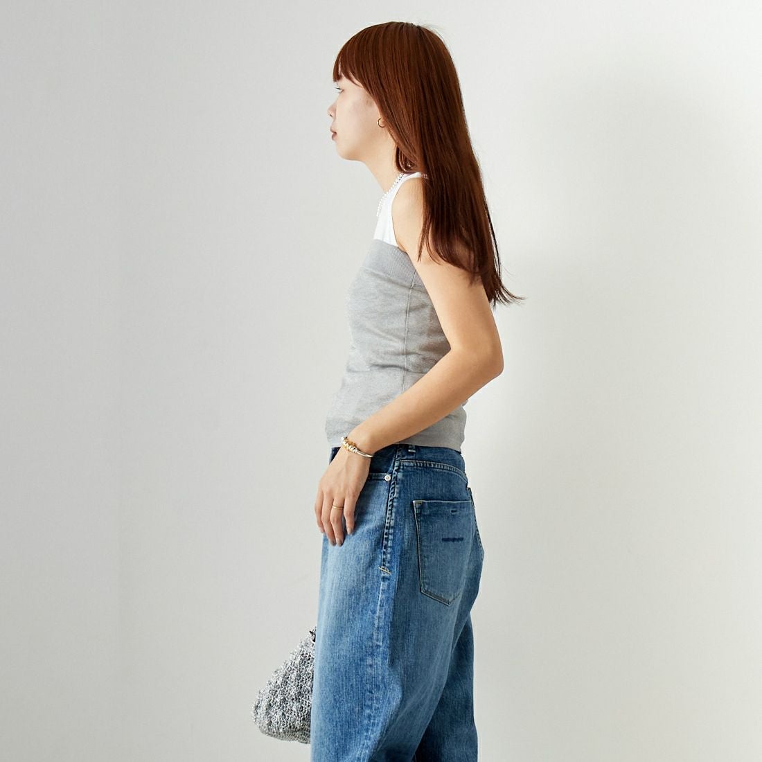 MICA&DEAL [マイカアンドディール] ラメベアトップ＆タンクセット [0124209083] SILVER &&モデル身長：167cm 着用サイズ：F&&