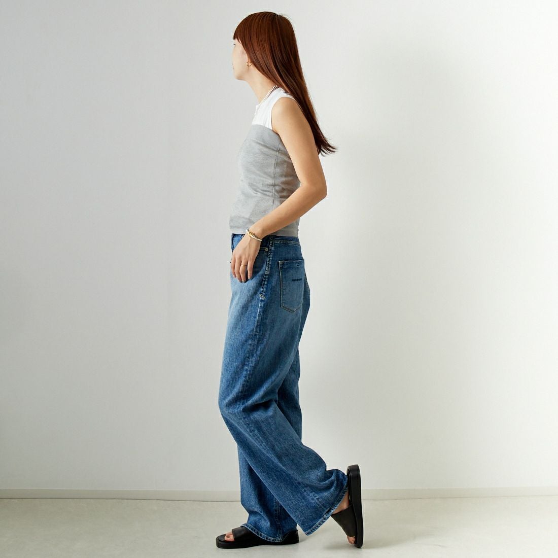 MICA&DEAL [マイカアンドディール] ラメベアトップ＆タンクセット [0124209083] SILVER &&モデル身長：167cm 着用サイズ：F&&