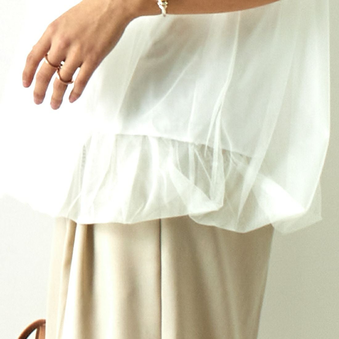 Margaux vintage [マルゴーヴィンテージ] チュールコンビTシャツ [MG-CT-24021-S] OFF WHITE