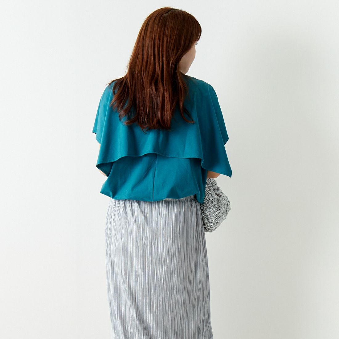 Jf Ready Made [ジェイエフレディメイド] ケープデザインTシャツ [3012106] 501 ﾌﾞﾙ- &&モデル身長：167cm 着用サイズ：F&&