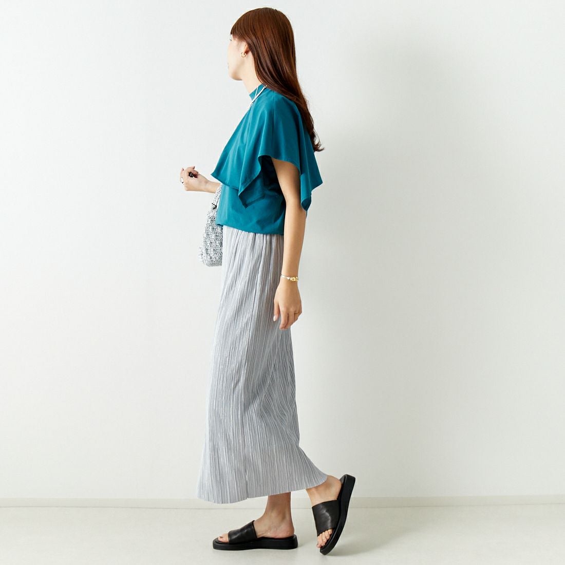 Jf Ready Made [ジェイエフレディメイド] ケープデザインTシャツ [3012106] 501 ﾌﾞﾙ- &&モデル身長：167cm 着用サイズ：F&&