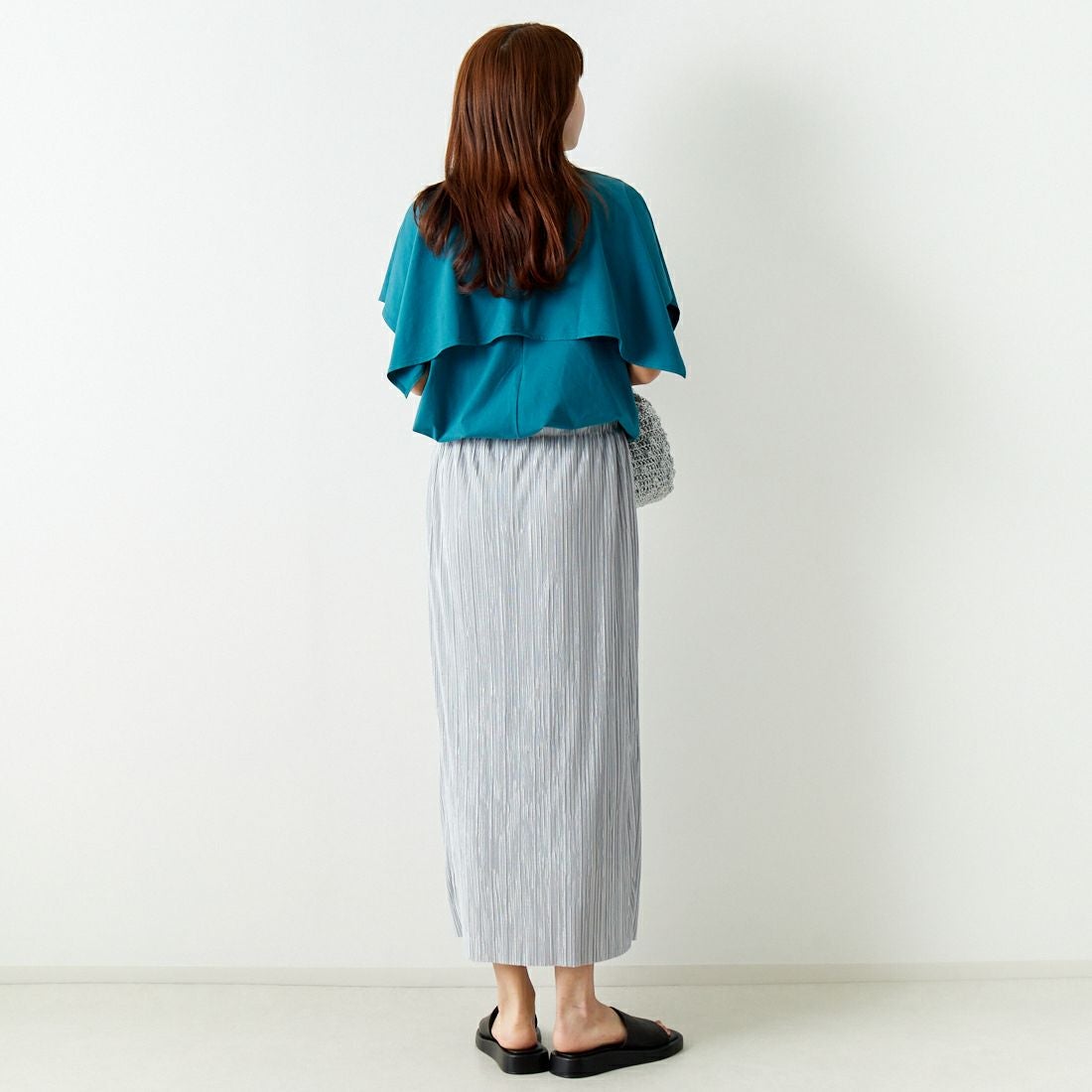 Jf Ready Made [ジェイエフレディメイド] ケープデザインTシャツ [3012106] 501 ﾌﾞﾙ- &&モデル身長：167cm 着用サイズ：F&&