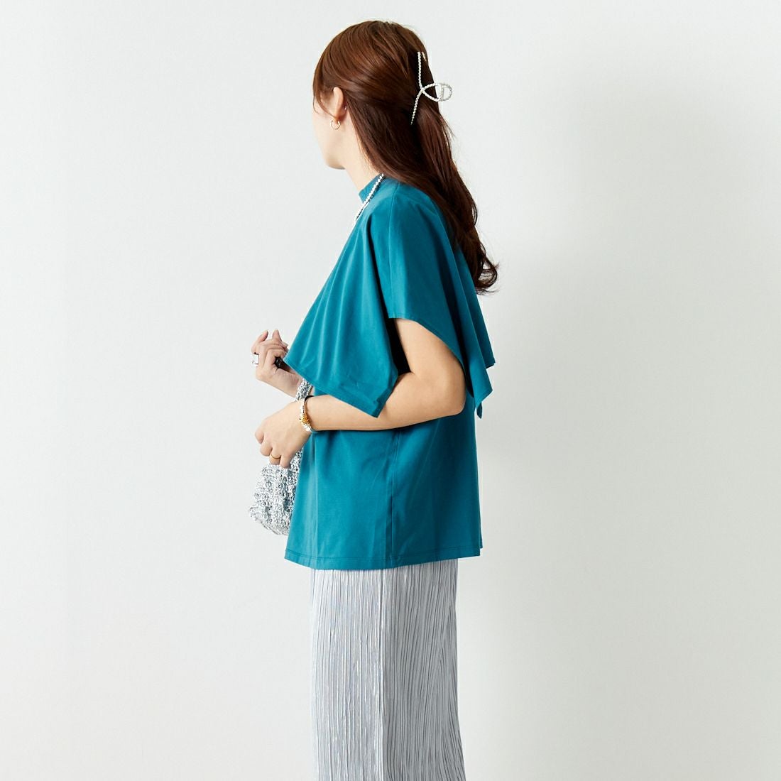 Jf Ready Made [ジェイエフレディメイド] ケープデザインTシャツ [3012106] 501 ﾌﾞﾙ- &&モデル身長：167cm 着用サイズ：F&&