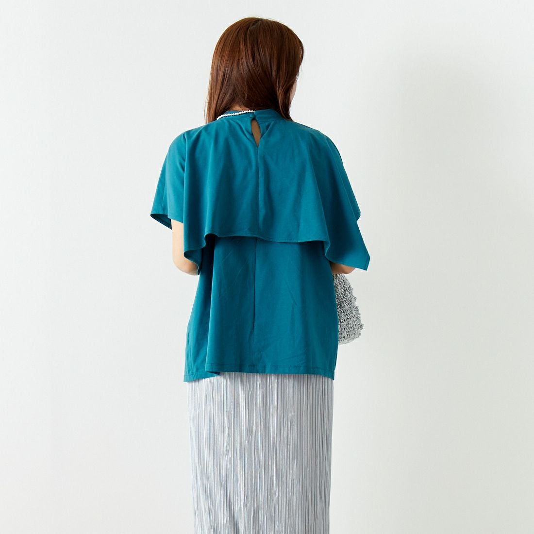 Jf Ready Made [ジェイエフレディメイド] ケープデザインTシャツ [3012106] 501 ﾌﾞﾙ- &&モデル身長：167cm 着用サイズ：F&&