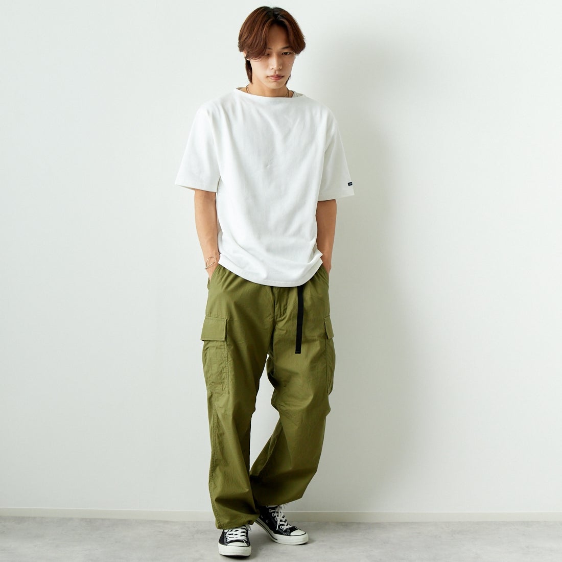 ST.JAMES [セントジェームス] 定番バスクTシャツ [03JC1325-1] NEIGE&&モデル身長：179cm 着用サイズ：6&&