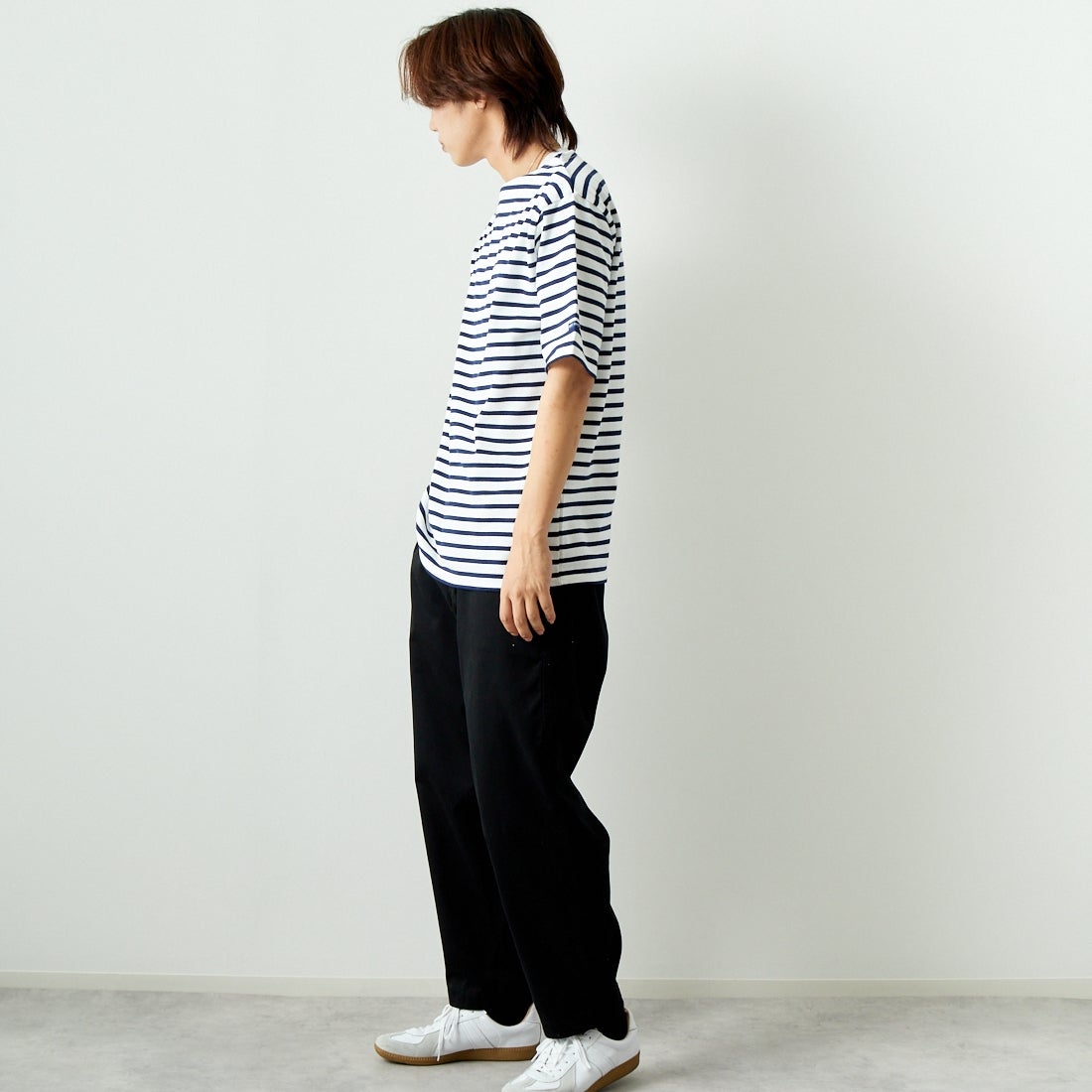 ST.JAMES [セントジェームス] 定番バスクTシャツ [03JC1325-1] NEI/MAR&&モデル身長：179cm 着用サイズ：6&&