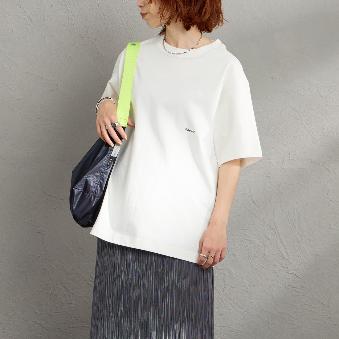Gymphlex [ジムフレックス] ヘビーウェイトジャージー ショートスリーブTシャツ [J-9271HWJ] OFF WHITE &&モデル身長：158cm 着用サイズ：XS&&