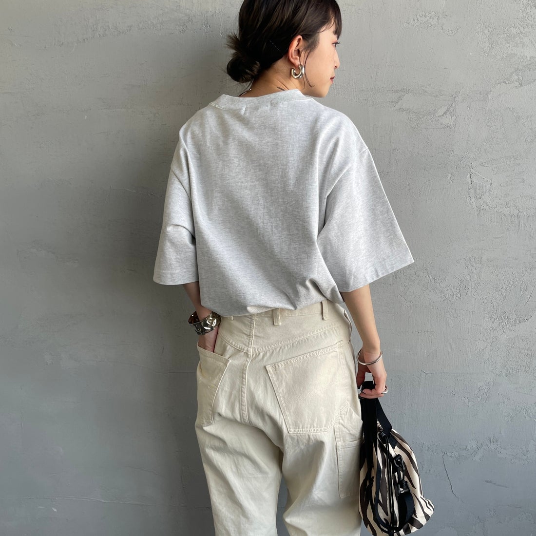 Gymphlex [ジムフレックス] ヘビーウェイトジャージー ショートスリーブTシャツ [J-9271HWJ] H.LT.GREY &&モデル身長：150cm 着用サイズ：XS&&