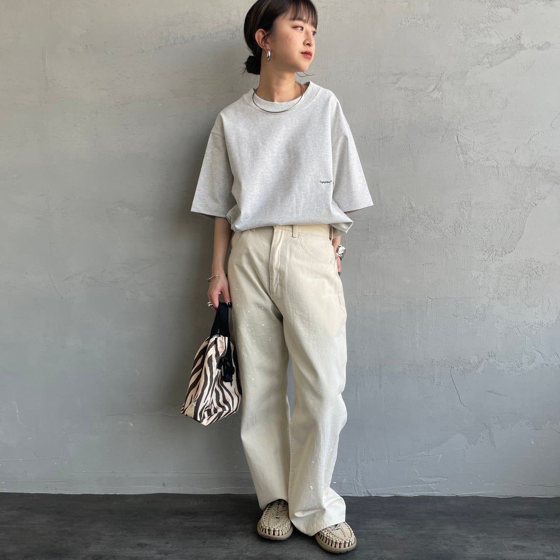 Gymphlex [ジムフレックス] ヘビーウェイトジャージー ショートスリーブTシャツ [J-9271HWJ] H.LT.GREY &&モデル身長：150cm 着用サイズ：XS&&