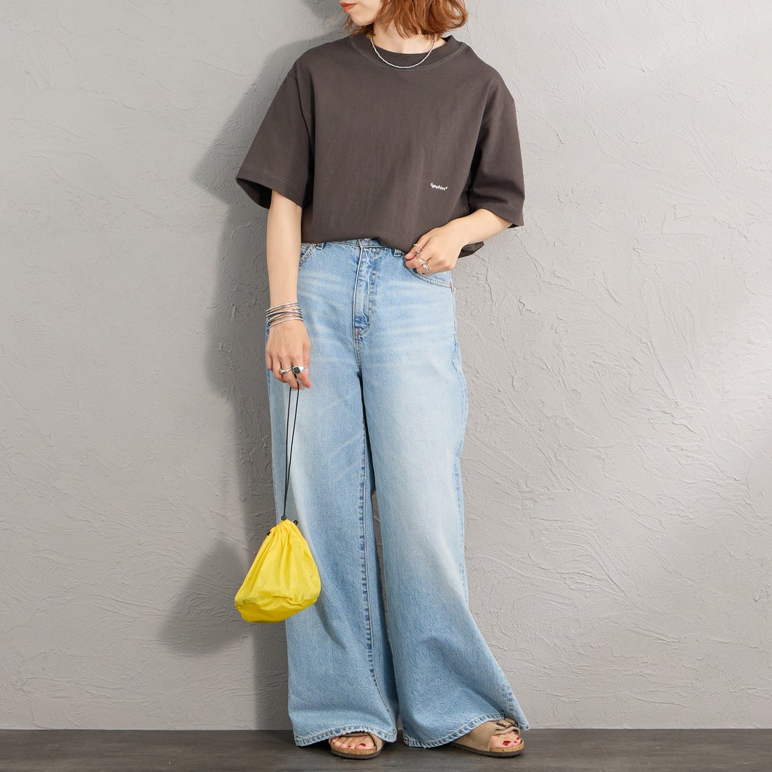 Gymphlex [ジムフレックス] ヘビーウェイトジャージー ショートスリーブTシャツ [J-9271HWJ] CHARCOAL &&モデル身長：158cm 着用サイズ：XS&&