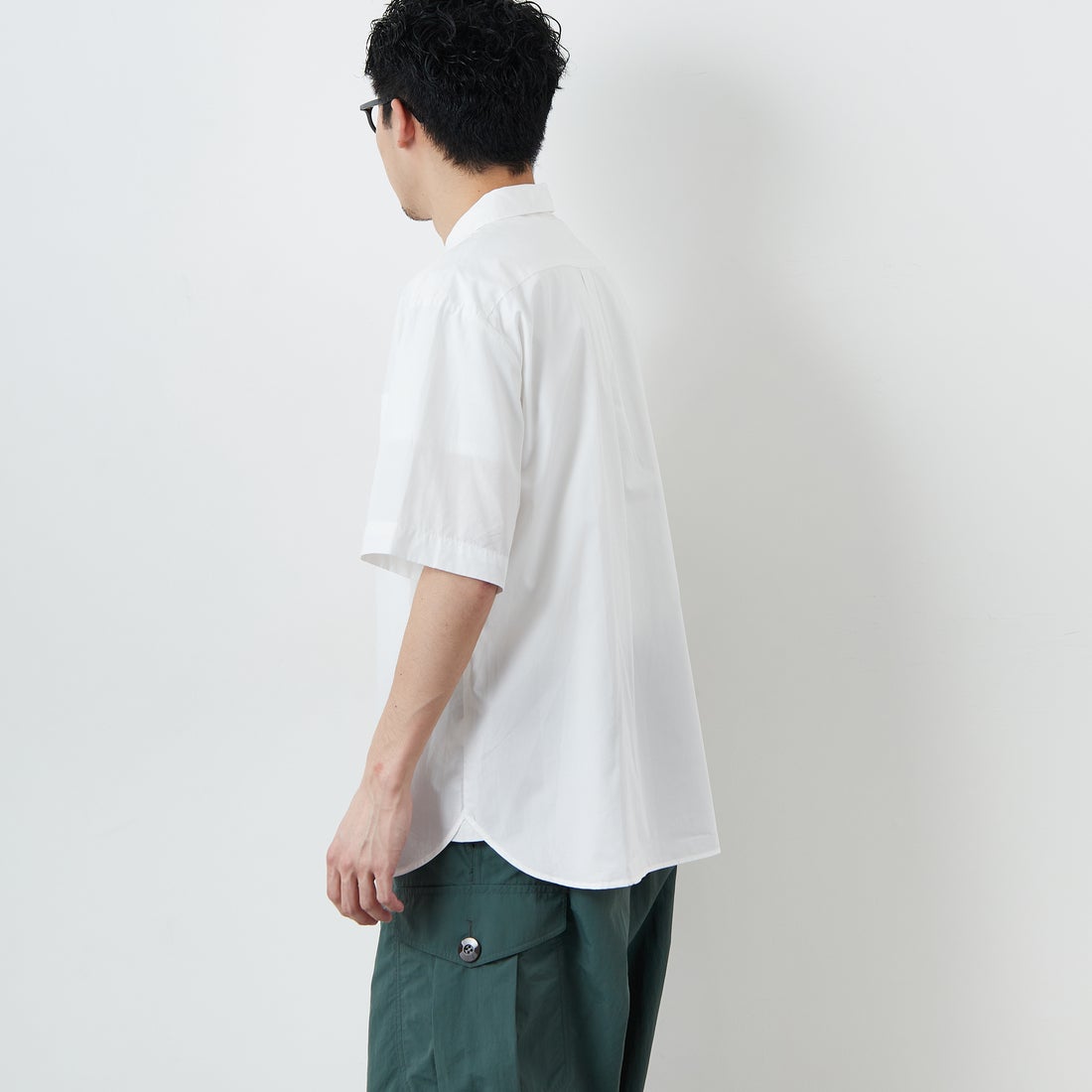 DANTON [ダントン] プレーン ワークシャツ [DT-B0049CPL] WHITE &&モデル身長：168cm 着用サイズ：40&&