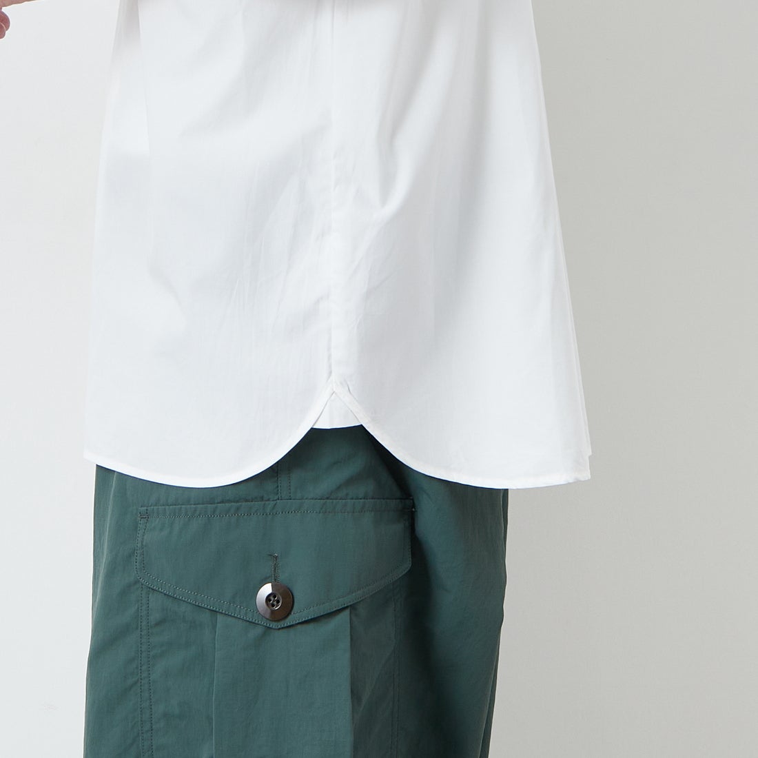 DANTON [ダントン] プレーン ワークシャツ [DT-B0049CPL] WHITE &&モデル身長：168cm 着用サイズ：40&&