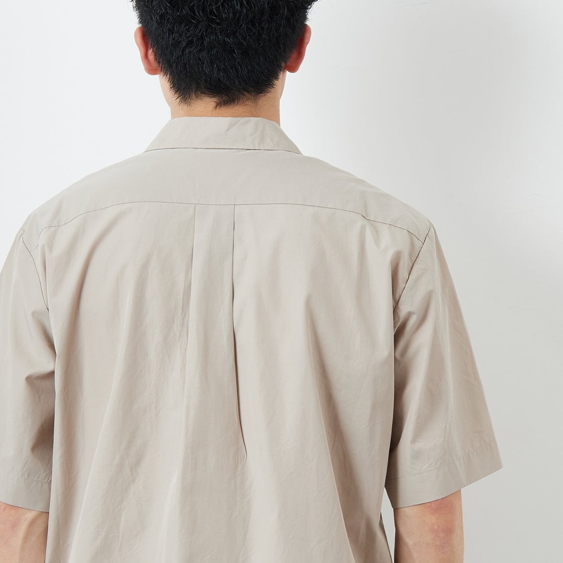 DANTON [ダントン] プレーン ワークシャツ [DT-B0049CPL] GREIGE &&モデル身長：168cm 着用サイズ：38&&