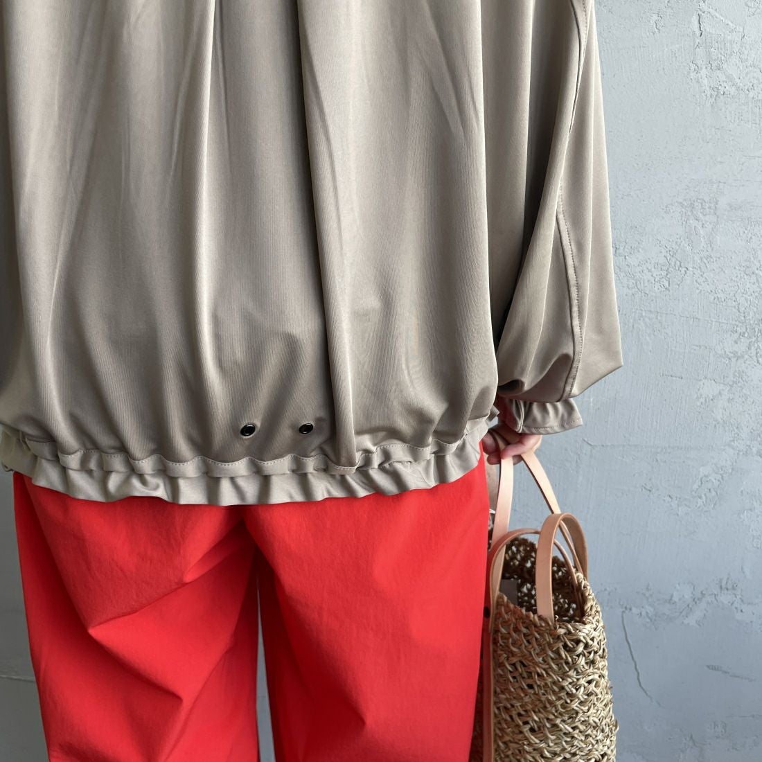 Jeans Factory Clothes [ジーンズファクトリークローズ] ラッシュガードVネックカーディガン [IN1-CST-4] GREIGE &&モデル身長：160cm 着用サイズ：M&&