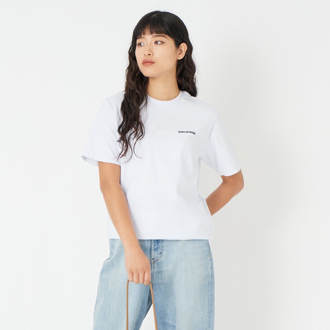 patagonia [パタゴニア] メンズ P-6ロゴ レスポンシビリティーTシャツ [38504] WHI &&モデル身長：162cm 着用サイズ：XS&&