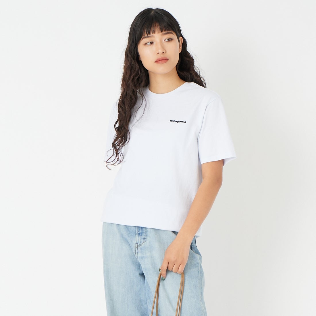 patagonia [パタゴニア] メンズ P-6ロゴ レスポンシビリティーTシャツ [38504] WHI &&モデル身長：162cm 着用サイズ：XS&&