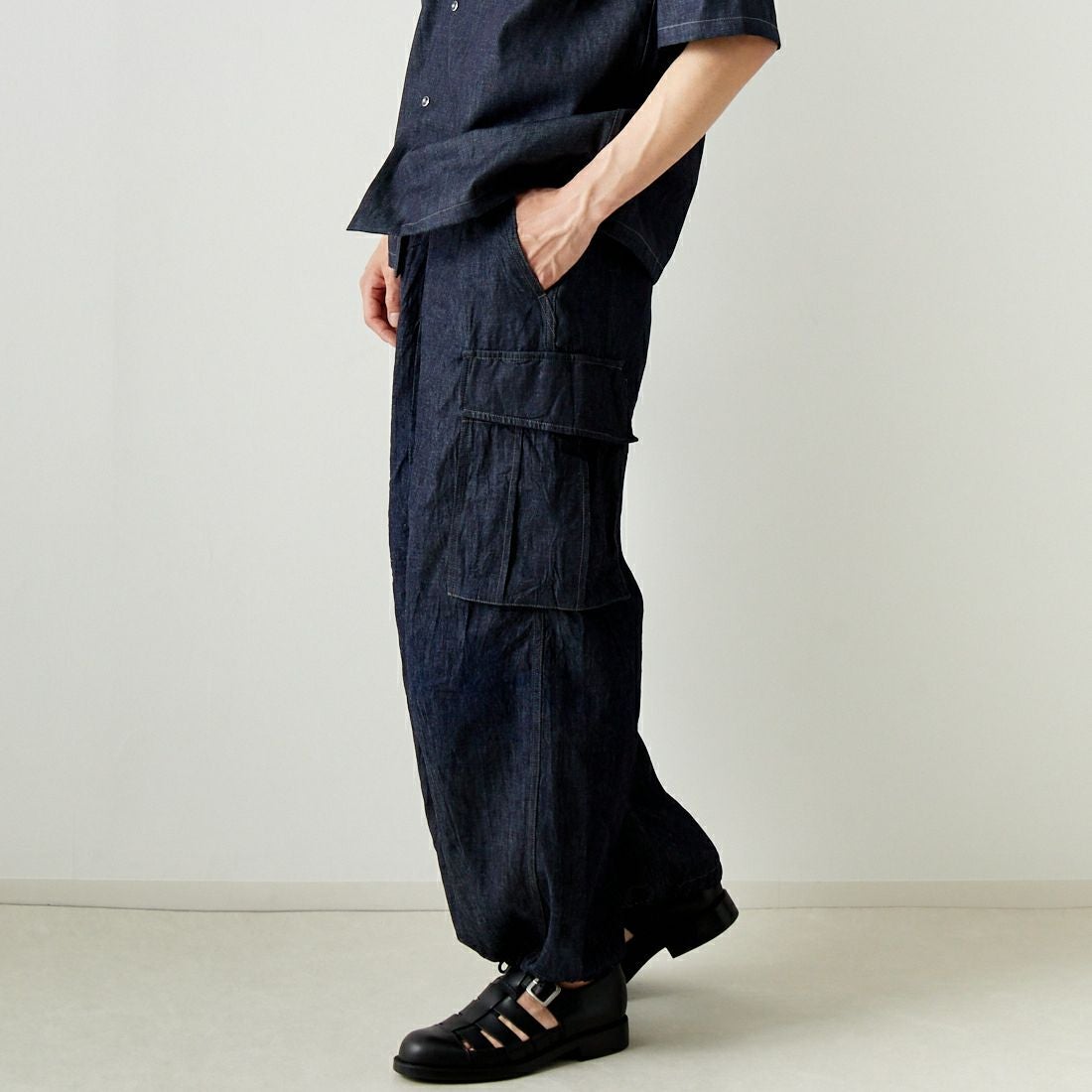 Needles [ニードルズ] 別注 BDUヒザデルデニムパンツ [OT1689-JF] INDIGO&&モデル身長：182cm 着用サイズ：S&&