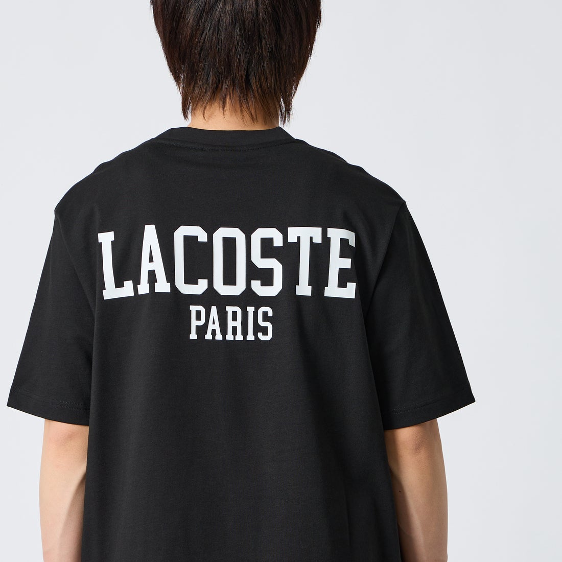 LACOSTE [ラコステ] バックプリントベーシックTシャツ [TH4705] 031 BLACK &&モデル身長：177cm 着用サイズ：4&&