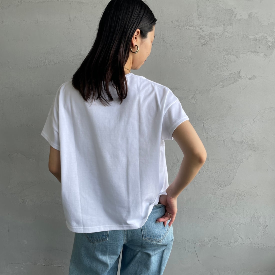 ORCIVAL [オーシバル] ボートネック ショートスリーブプルオーバー [OR-C0335BFJ] WHITE &&モデル身長：163cm 着用サイズ：1&&
