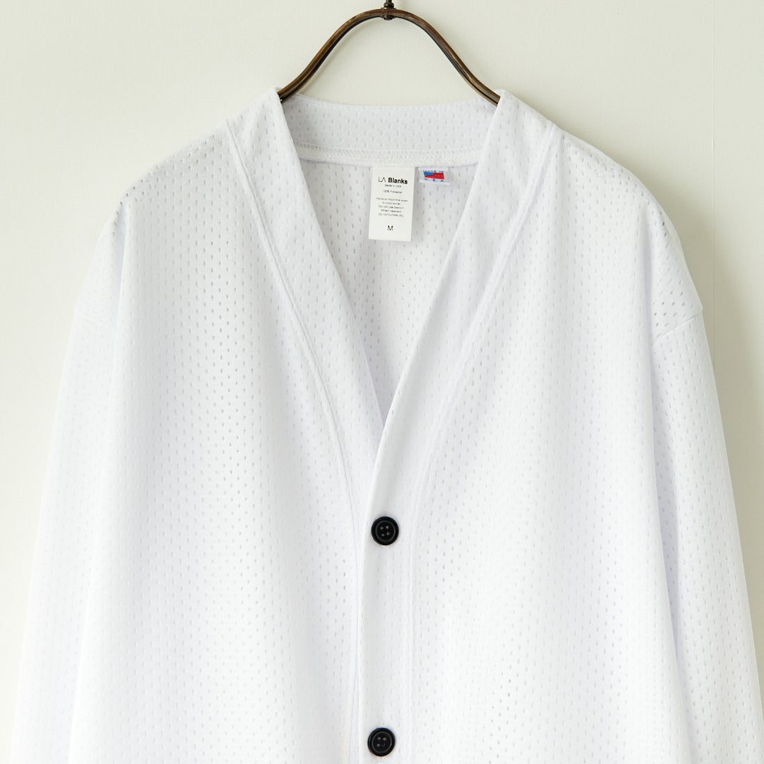LA Blanks [エルエーブランクス] 2レイヤーメッシュカーディガン [2LAYER-MESH-CARDIGAN] WHITE