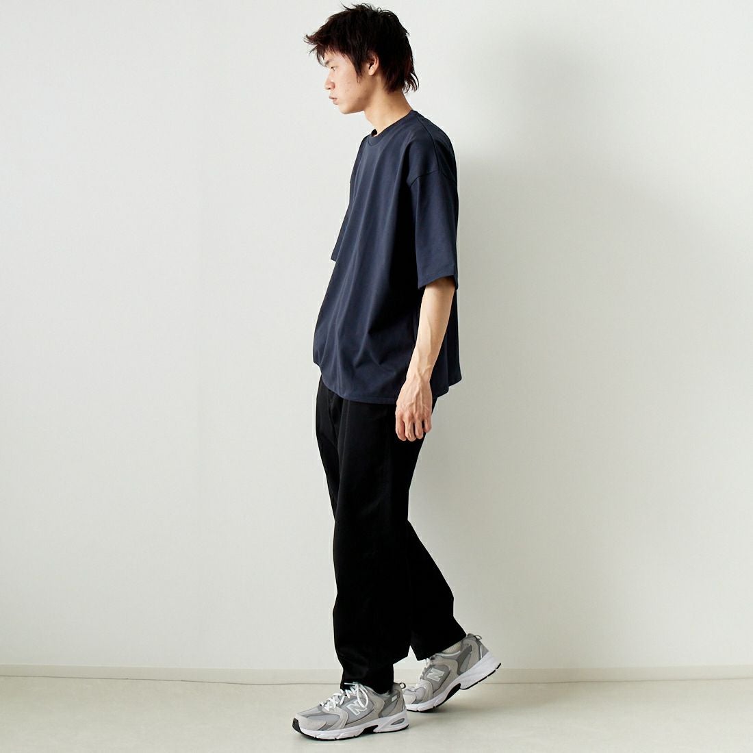 Jeans Factory Clothes [ジーンズファクトリークローズ] ドットエアリードローコードTシャツ [JFC-242-016] BLACK &&モデル身長：182cm 着用サイズ：L&&