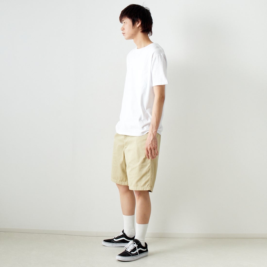 THE NORTH FACE PURPLE LABEL [ザ ノースフェイス パープルレーベル] チノフィールドショーツ [NT4404N] BE BEIGE &&モデル身長：182cm 着用サイズ：32&&