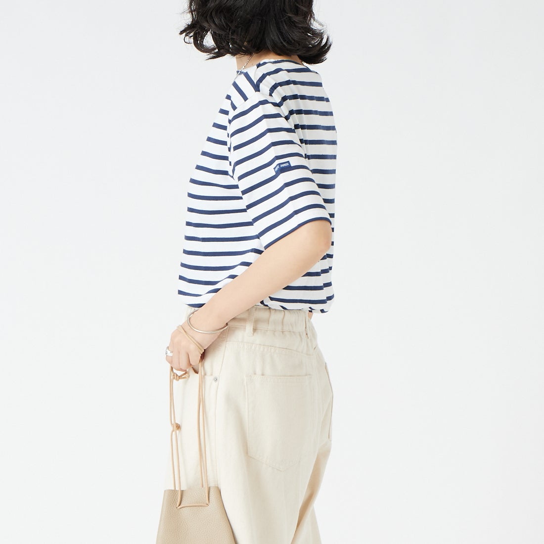 ST.JAMES [セントジェームス] ピアリックボーダーTシャツ [PIRIAC] NEI/MAR &&モデル身長：162cm 着用サイズ：3&&