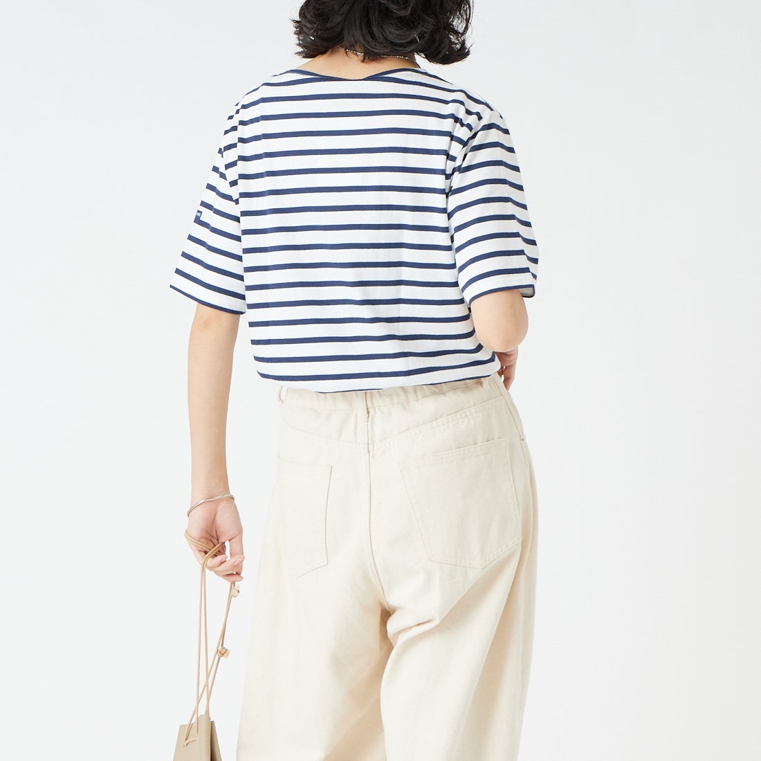 ST.JAMES [セントジェームス] ピアリックボーダーTシャツ [PIRIAC] NEI/MAR &&モデル身長：162cm 着用サイズ：3&&
