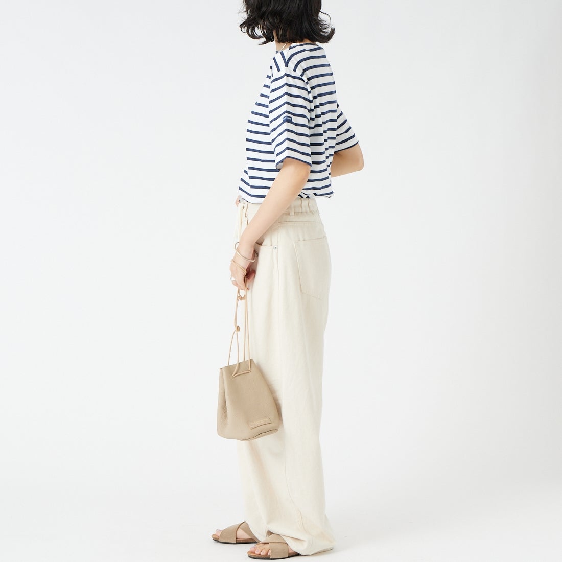 ST.JAMES [セントジェームス] ピアリックボーダーTシャツ [PIRIAC] NEI/MAR &&モデル身長：162cm 着用サイズ：3&&