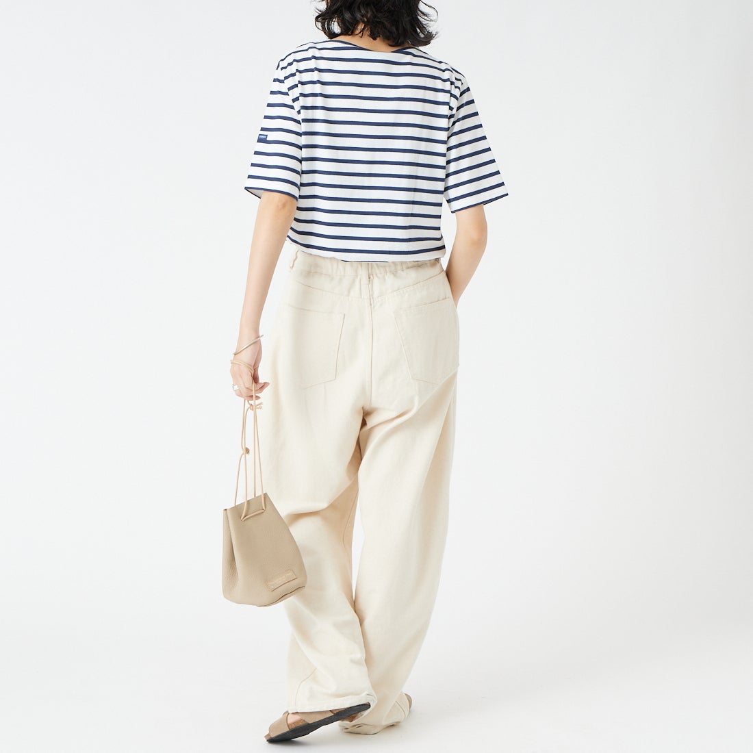 ST.JAMES [セントジェームス] ピアリックボーダーTシャツ [PIRIAC] NEI/MAR &&モデル身長：162cm 着用サイズ：3&&