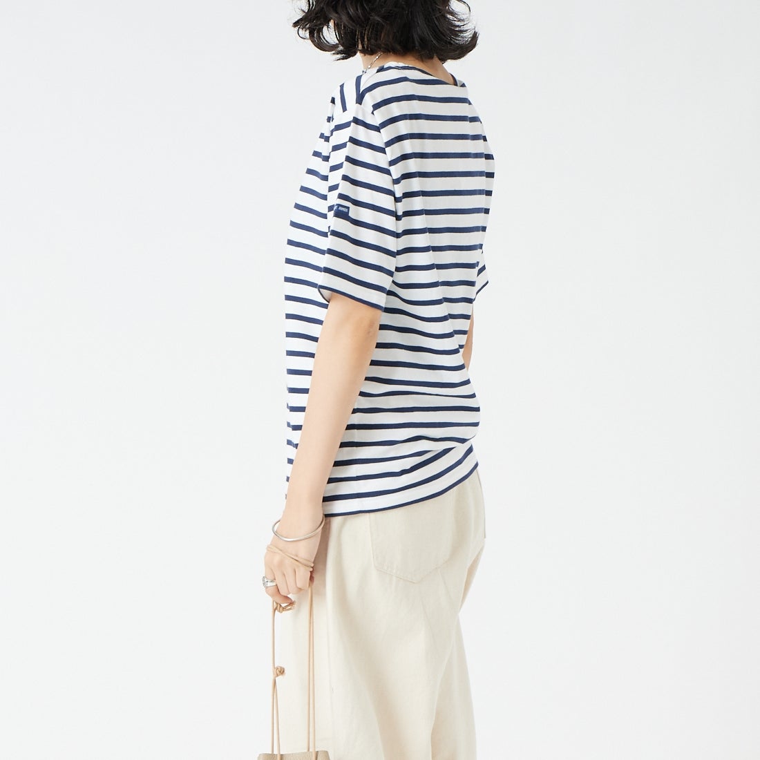 ST.JAMES [セントジェームス] ピアリックボーダーTシャツ [PIRIAC] NEI/MAR &&モデル身長：162cm 着用サイズ：3&&