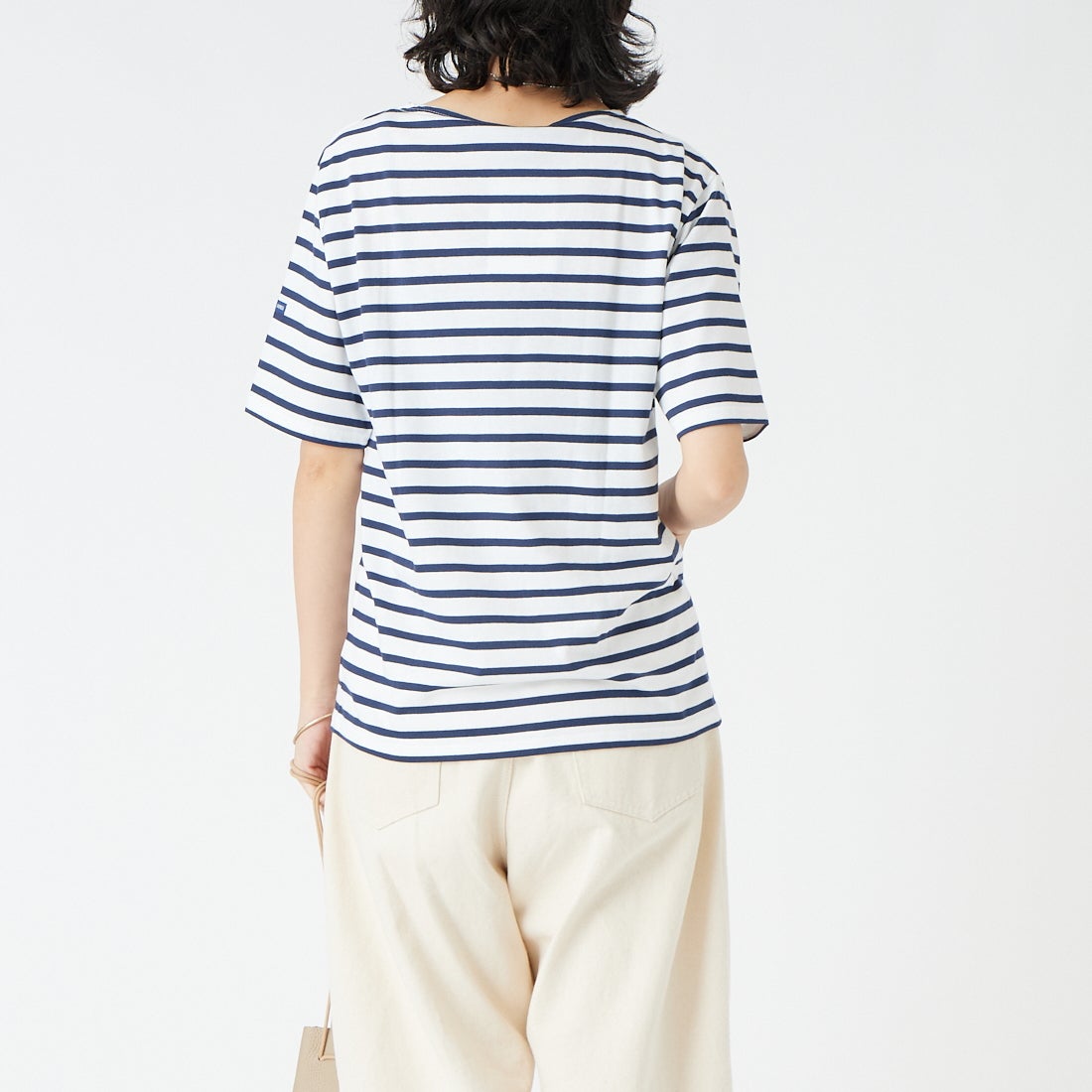 ST.JAMES [セントジェームス] ピアリックボーダーTシャツ [PIRIAC] NEI/MAR &&モデル身長：162cm 着用サイズ：3&&