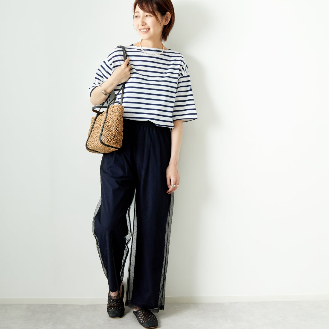 ST.JAMES [セントジェームス] ピリアックルーズドロップTシャツ [20JC-8733-LEGR] NEI/MAR &&モデル身長：167cm 着用サイズ：3&&