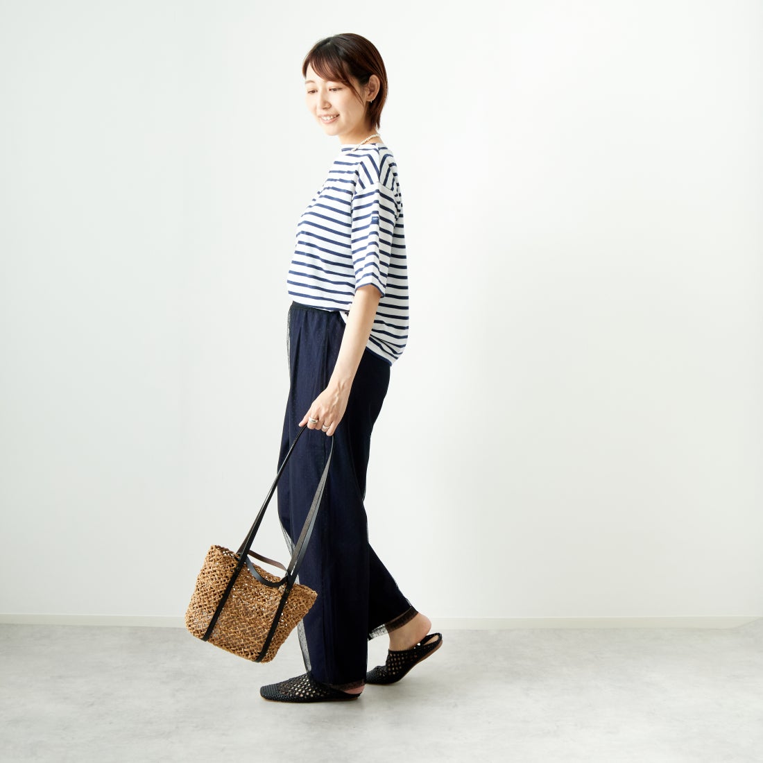 ST.JAMES [セントジェームス] ピリアックルーズドロップTシャツ [20JC-8733-LEGR] NEI/MAR &&モデル身長：167cm 着用サイズ：3&&