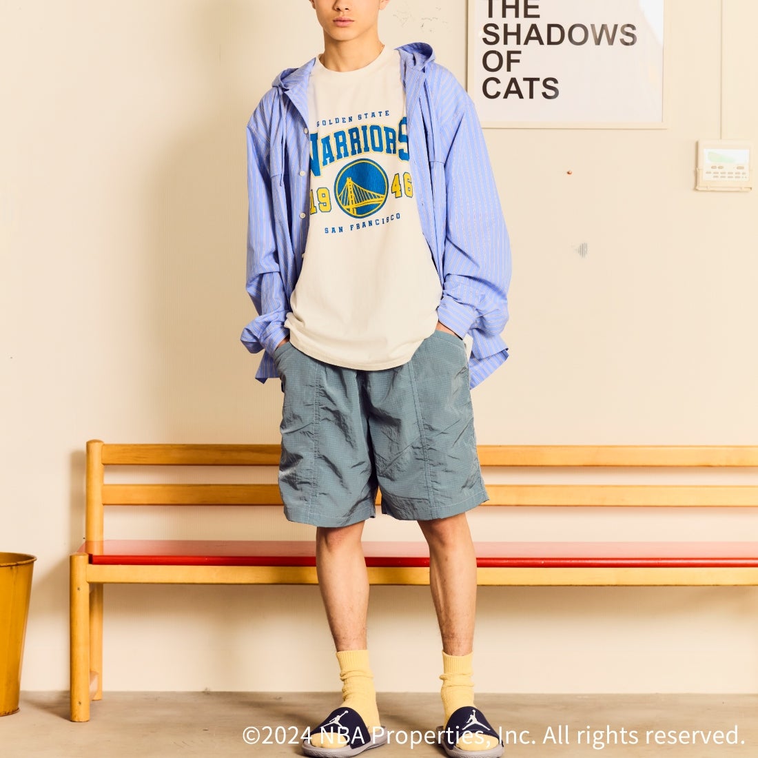 OFF THE COURT BY NBA [オフ ザ コート バイ エヌビーエー] 別注 チームTシャツ [JF-24SS-002-JF] WHT WARRIO