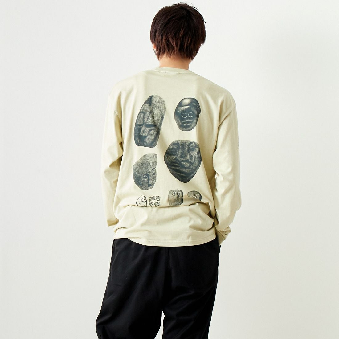 carhartt WIP [カーハートダブリューアイピー] ロングスリーブ ミメトリスTシャツ [I033175] BERYL/FLIN &&モデル身長：182cm 着用サイズ：L&&